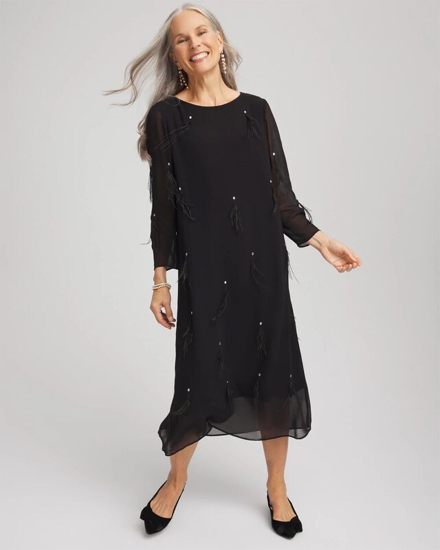 Feathered Georgette Popover Dress - image 2